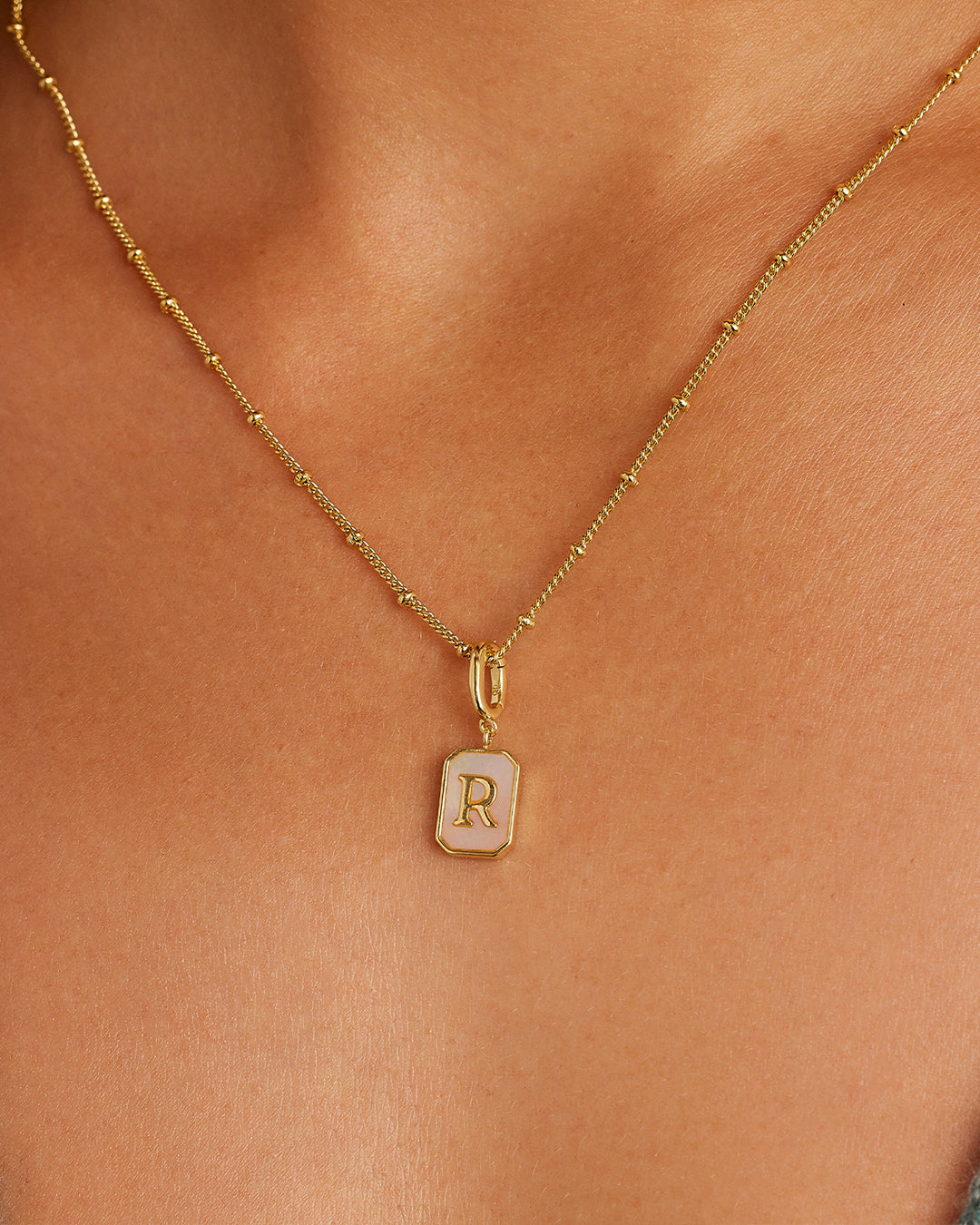 Vintage Alphabet Parker Charm #R || option::18K Gold Plated, R