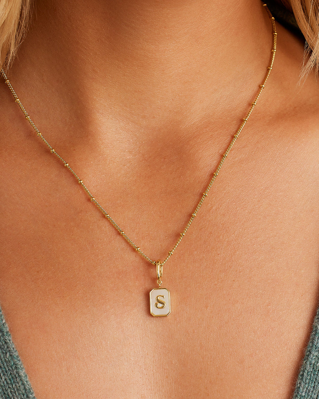 Vintage Alphabet Parker Charm #S || option::18K Gold Plated, S
