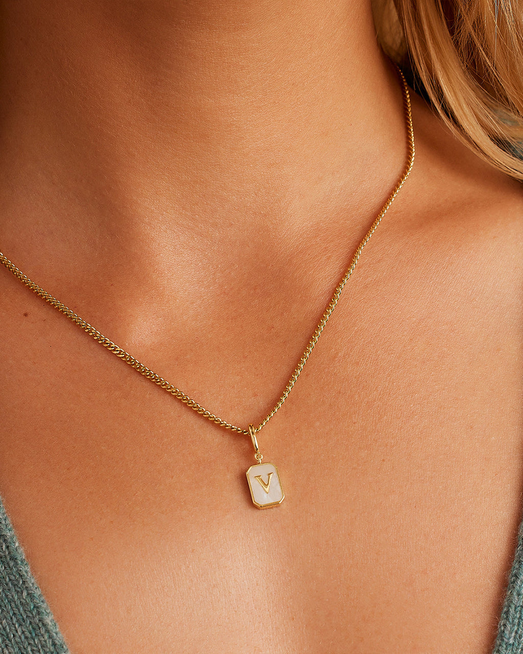 Vintage Alphabet Parker Charm #V || option::18K Gold Plated, V