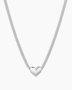 Lou Heart Charm Necklace || option::Silver Plated