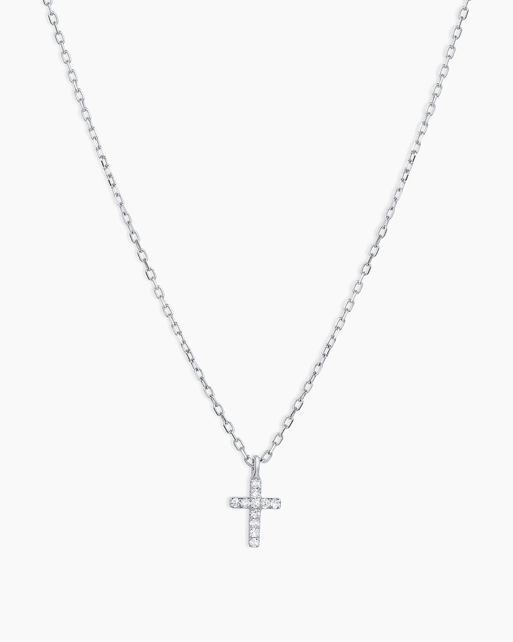 Diamond Cross Necklace || option::14K Solid White Gold