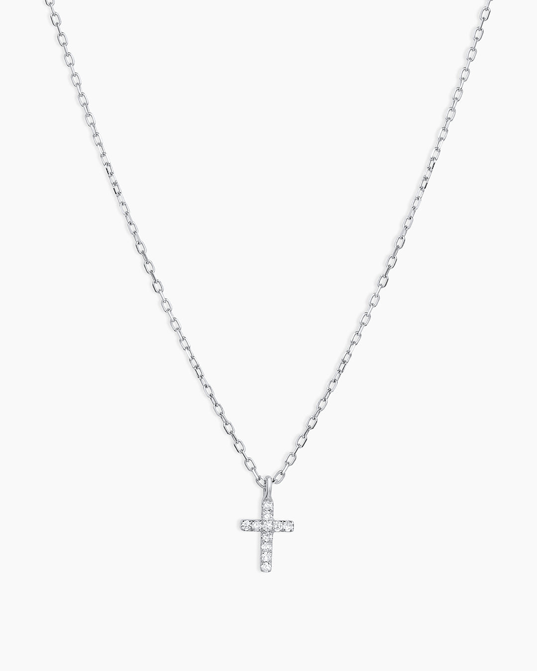 Diamond Cross Necklace || option::14K Solid White Gold