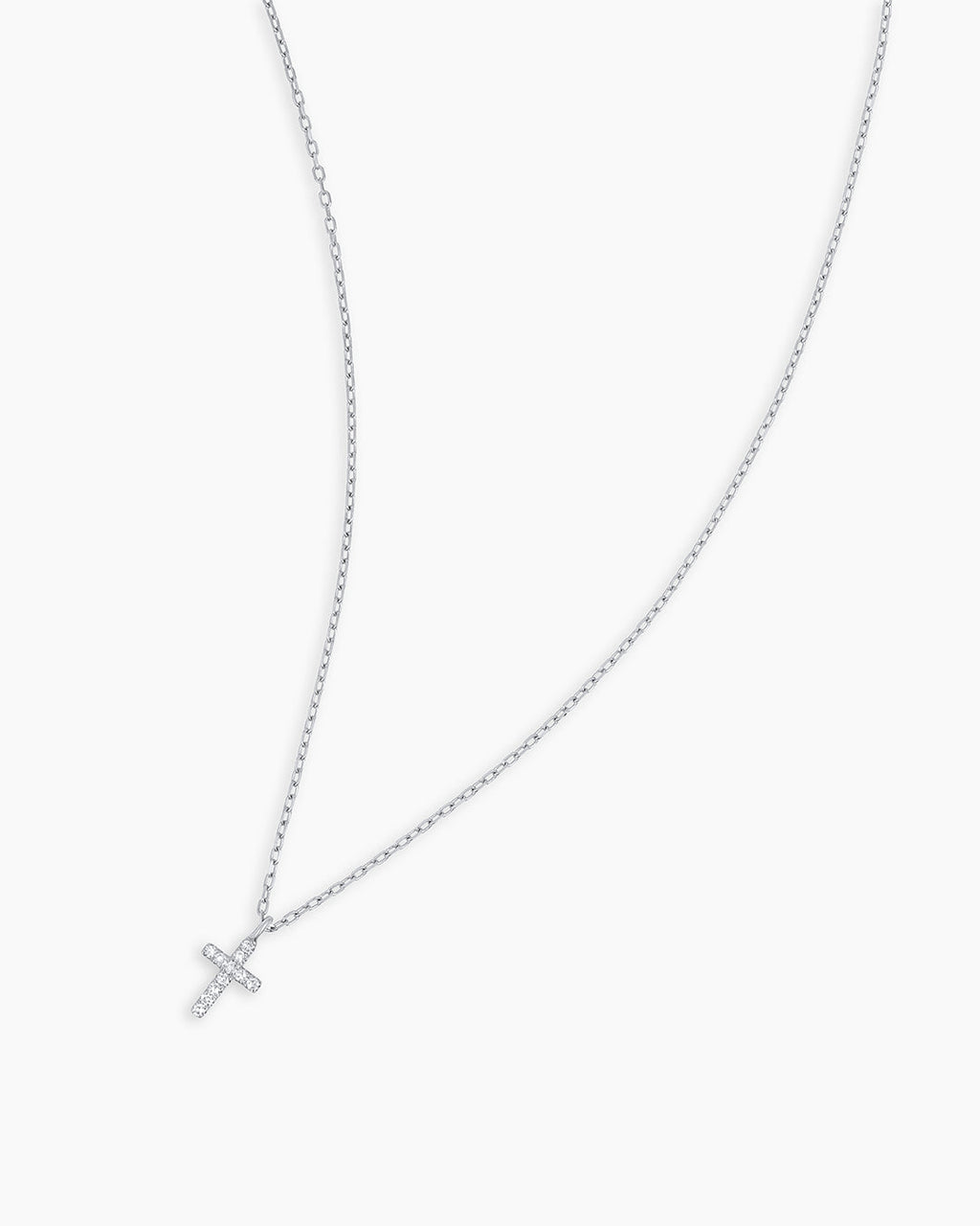 Diamond Cross Necklace || option::14K Solid White Gold