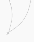 Diamond Cross Necklace || option::14K Solid White Gold