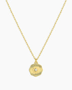 Birthstone Coin Necklace || option::18K Gold Plated, Pearl - June