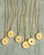 Birthstone Coin Necklace || option::18K Gold Plated, Blue Sapphire - September