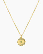 Birthstone Coin Necklace || option::18K Gold Plated, Peridot - August