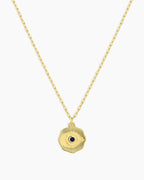 Birthstone Coin Necklace || option::18K Gold Plated, Blue Sapphire - September