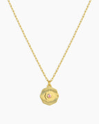 Birthstone Coin Necklace || option::18K Gold Plated, Pink Tourmaline - October