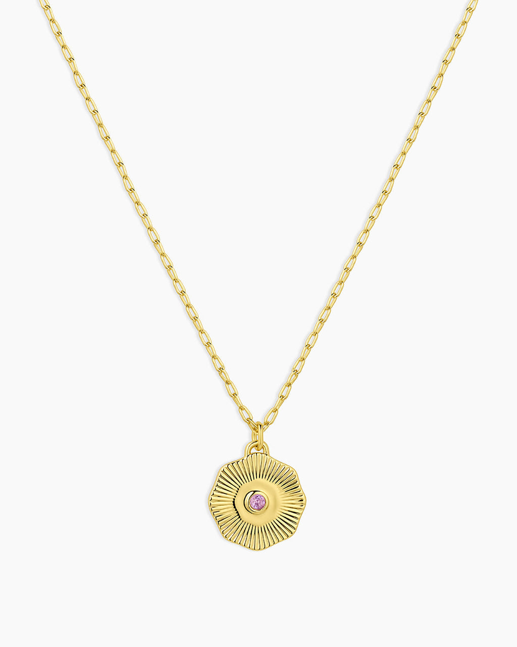 Birthstone Coin Necklace || option::18K Gold Plated, Amethyst - February