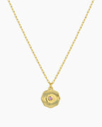 Birthstone Coin Necklace || option::18K Gold Plated, Amethyst - February