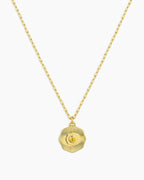 Birthstone Coin Necklace || option::18K Gold Plated, Citrine - November