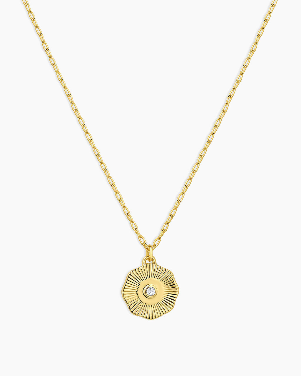 Birthstone Coin Necklace || option::18K Gold Plated, White Topaz - April
