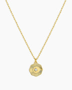 Birthstone Coin Necklace || option::18K Gold Plated, White Topaz - April