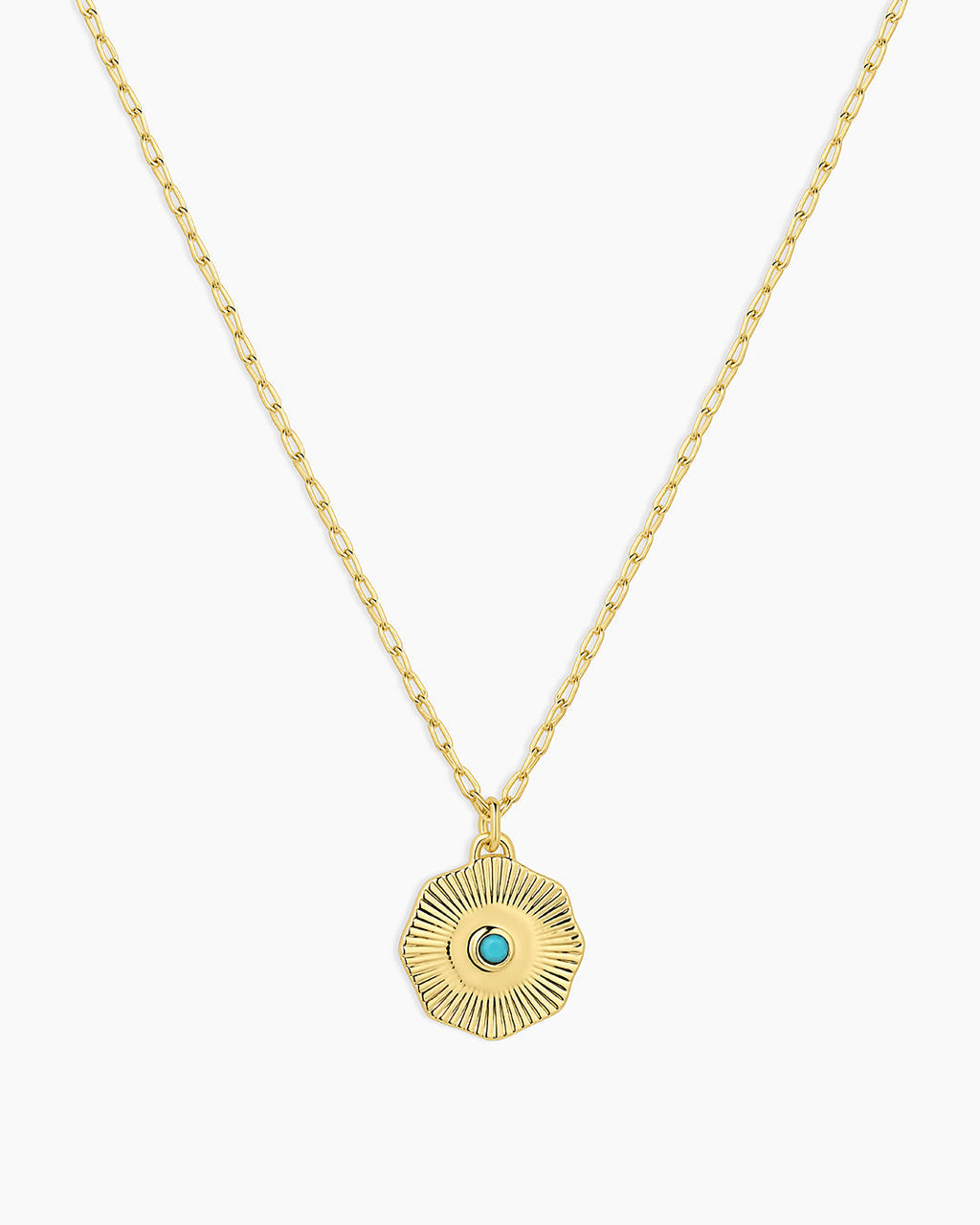 Birthstone Coin Necklace || option::18K Gold Plated, Turquoise - December