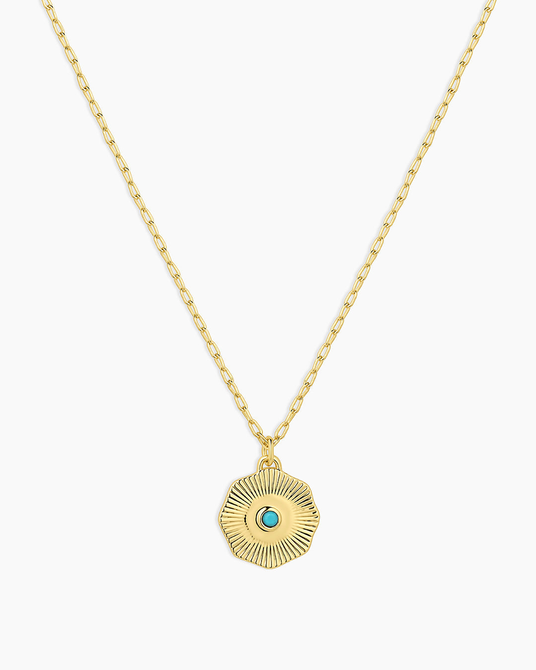 Birthstone Coin Necklace || option::18K Gold Plated, Turquoise - December