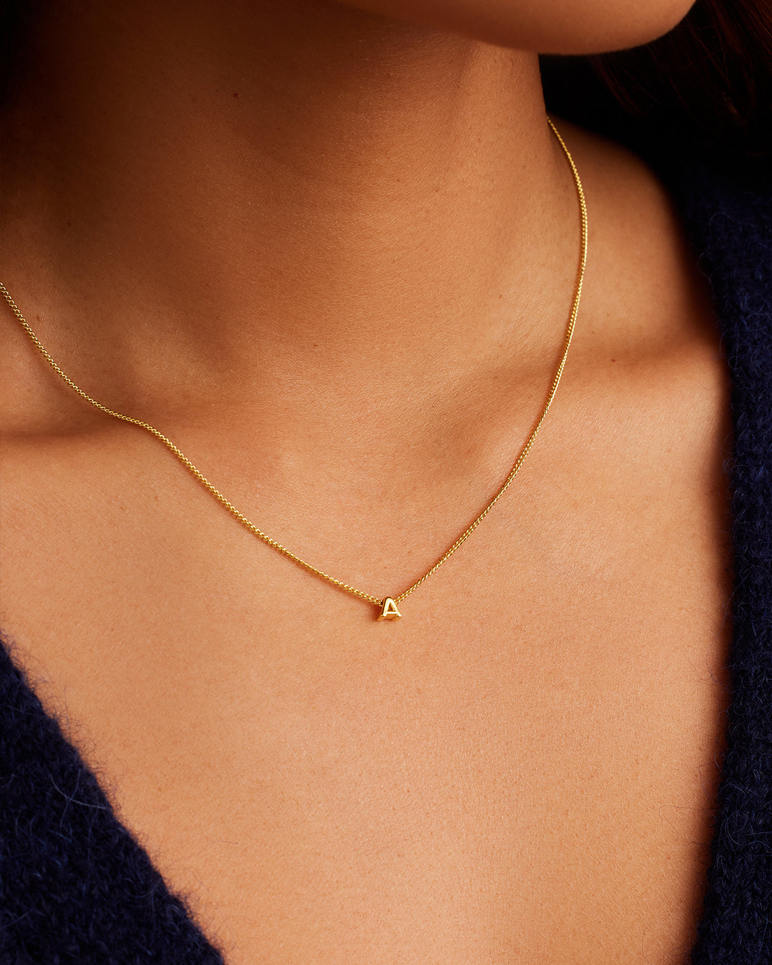 Wilder Mini Alphabet Necklace || option::18K Gold Plated, A