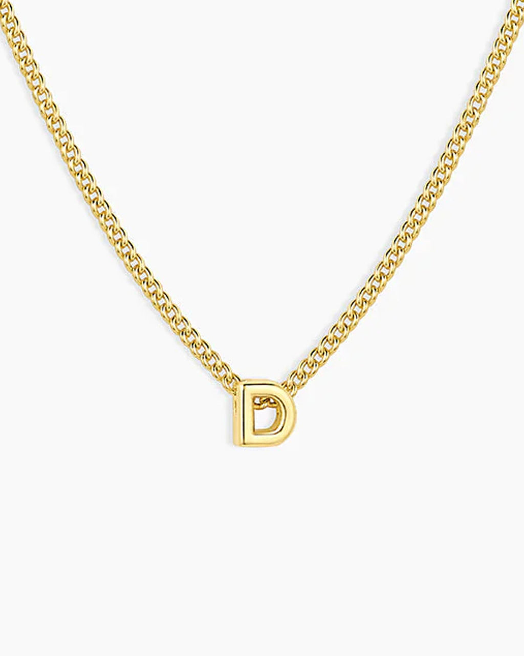 Wilder Mini Alphabet Necklace || option::18K Gold Plated, D