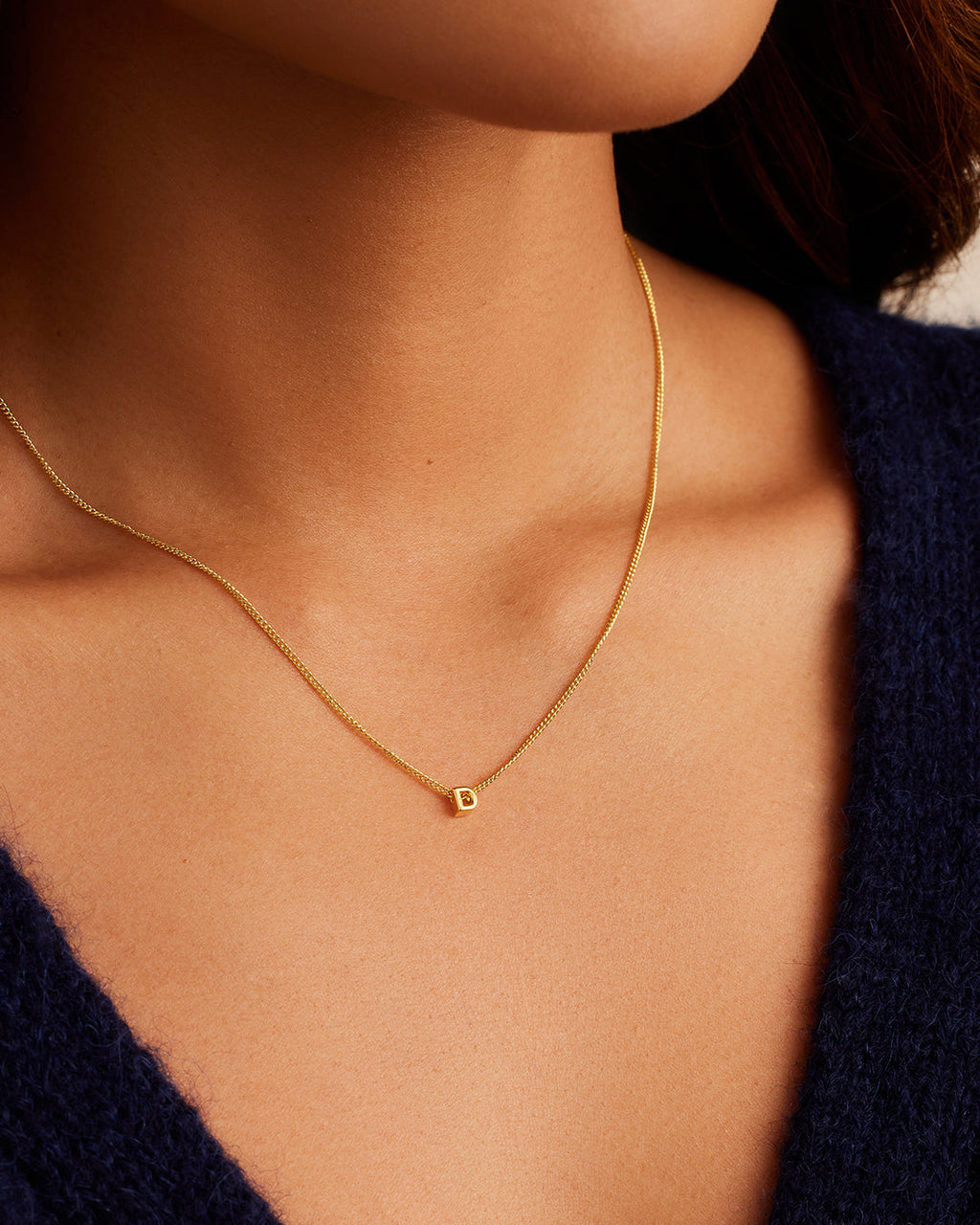 Wilder Mini Alphabet Necklace || option::18K Gold Plated, D
