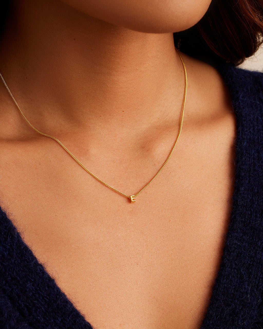 Wilder Mini Alphabet Necklace || option::18K Gold Plated, E