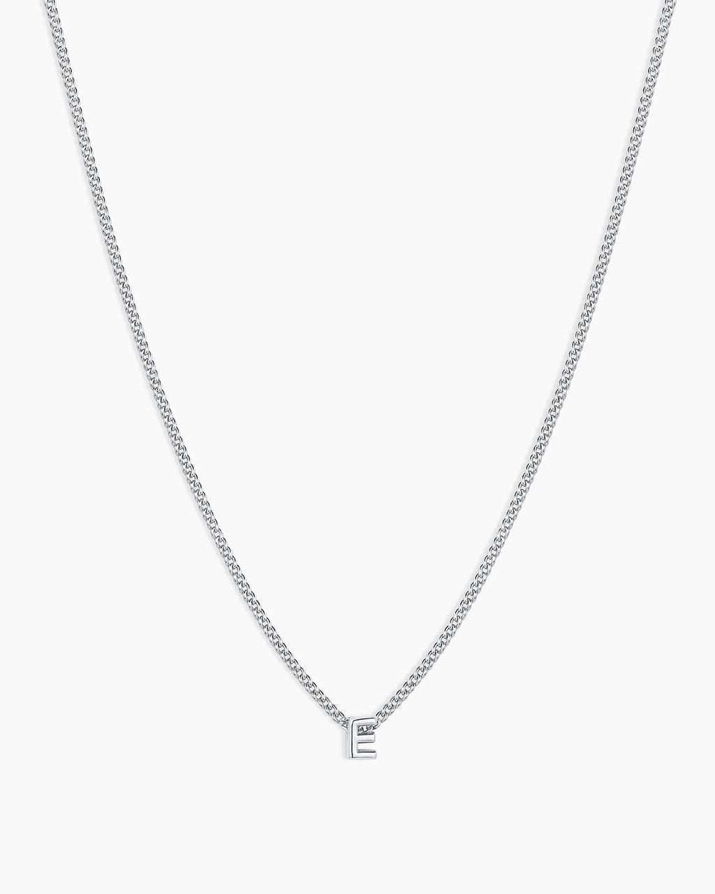 Wilder Mini Alphabet Necklace || option::Silver Plated, E