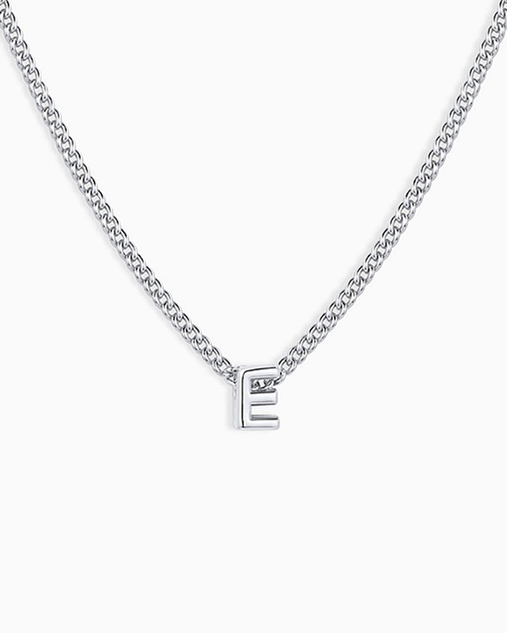 Wilder Mini Alphabet Necklace || option::Silver Plated, E