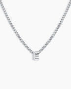 Wilder Mini Alphabet Necklace || option::Silver Plated, E