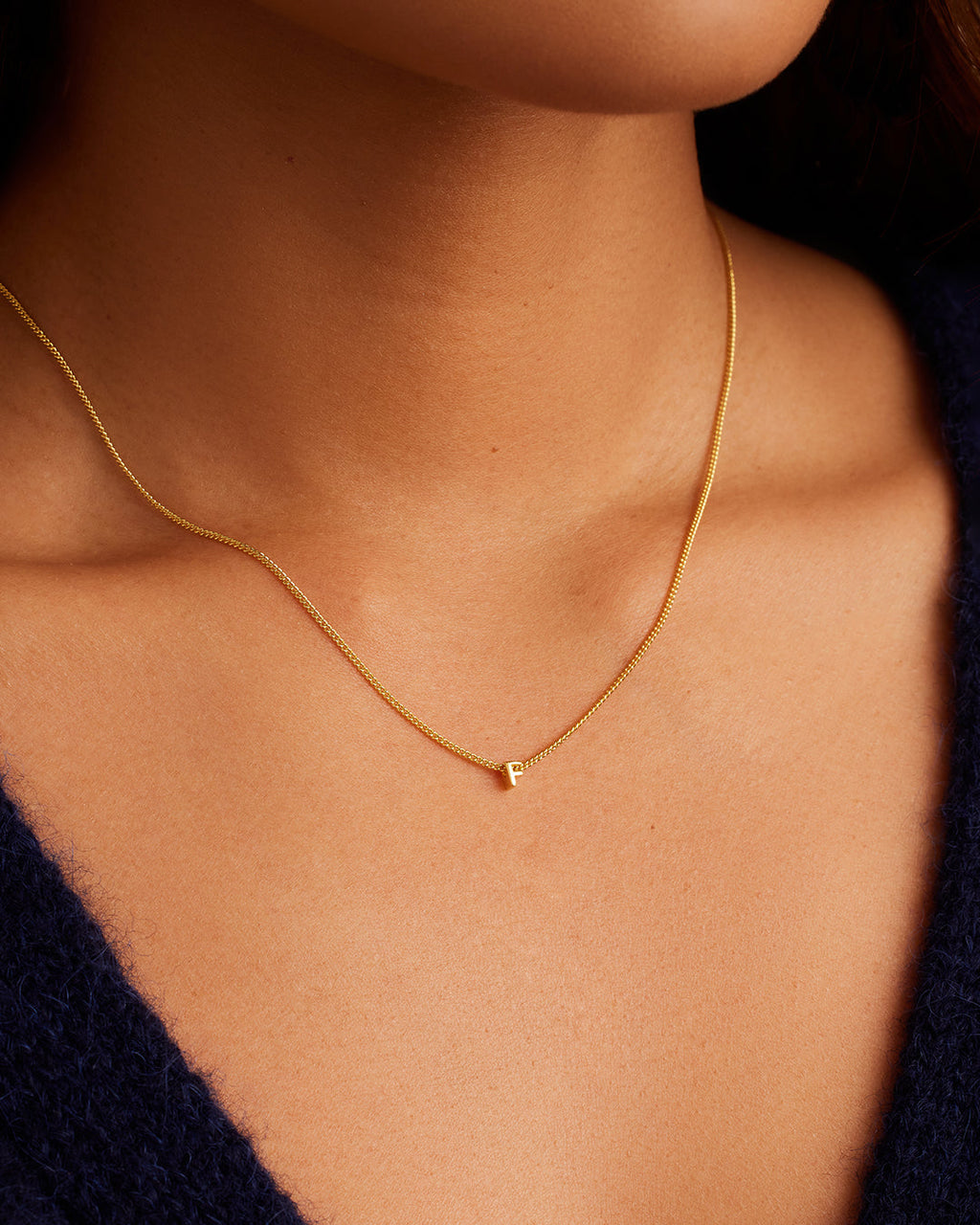 Wilder Mini Alphabet Necklace || option::18K Gold Plated, F
