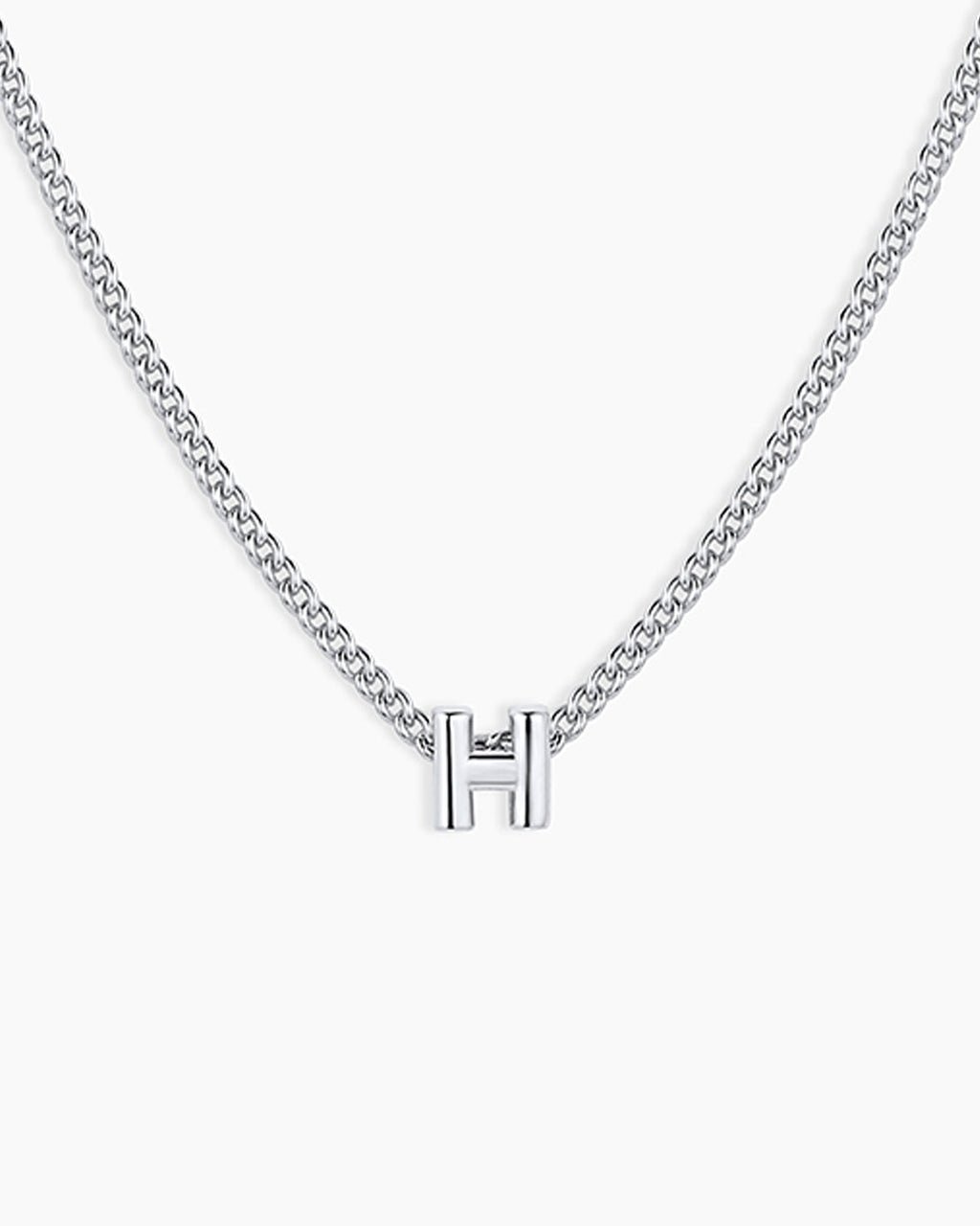 Wilder Mini Alphabet Necklace || option::Silver Plated, H