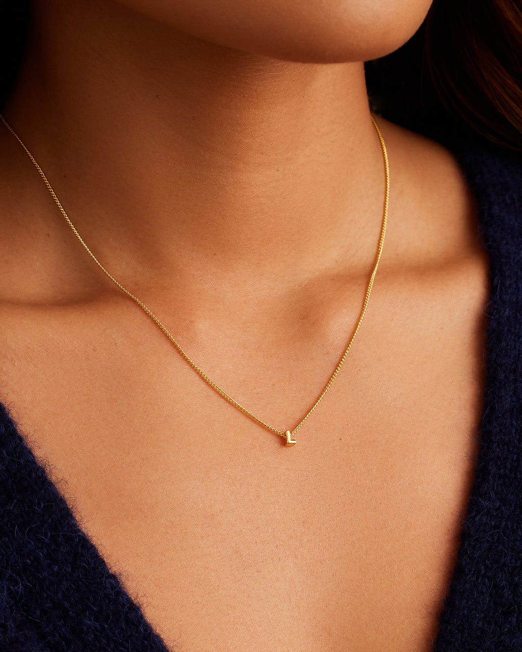Wilder Mini Alphabet Necklace || option::18K Gold Plated, L