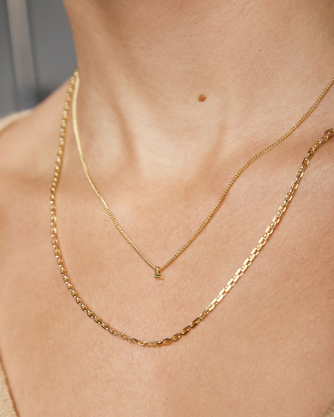 Wilder Mini Alphabet Necklace || option::18K Gold Plated, A