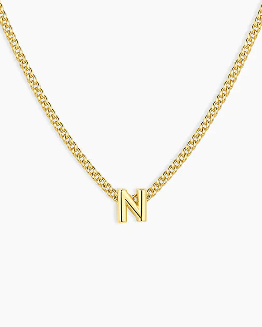 Wilder Mini Alphabet Necklace || option::18K Gold Plated, N