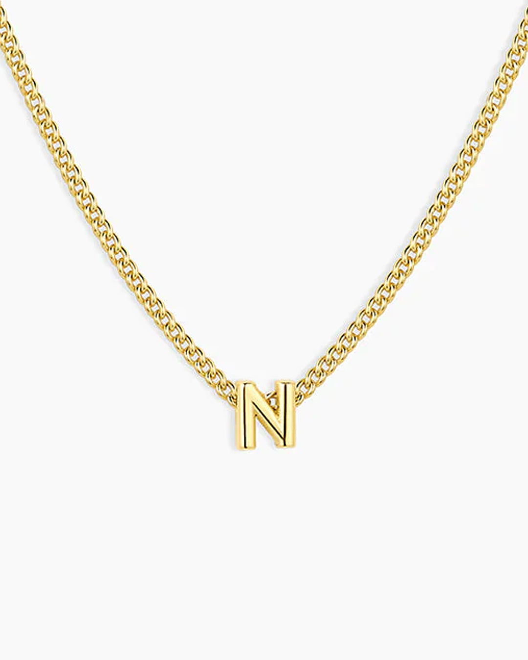 Wilder Mini Alphabet Necklace || option::18K Gold Plated, N