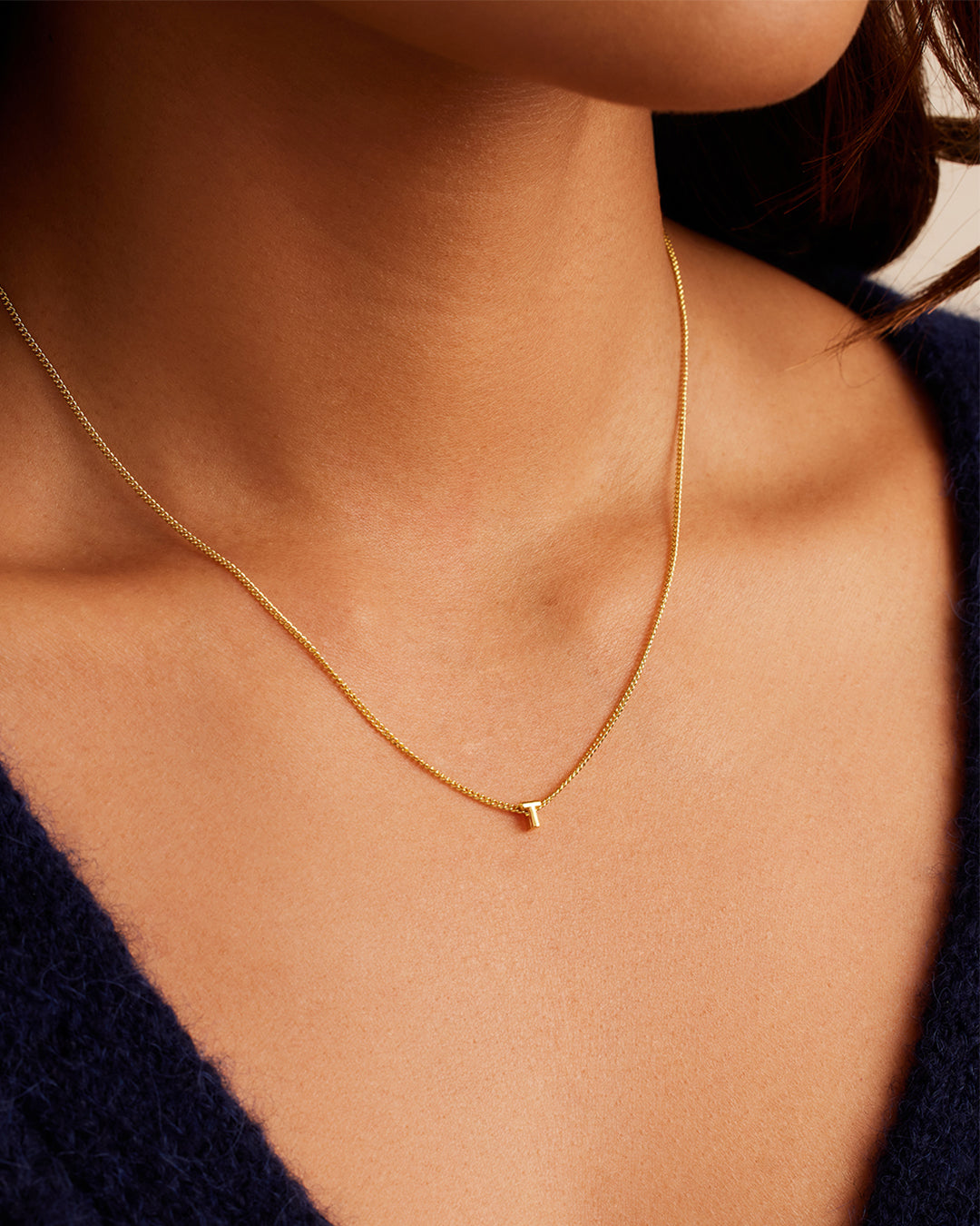 Wilder Mini Alphabet Necklace || option::18K Gold Plated, T