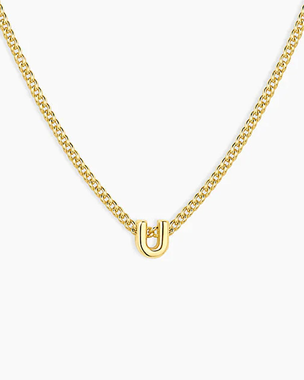 Wilder Mini Alphabet Necklace || option::18K Gold Plated, U