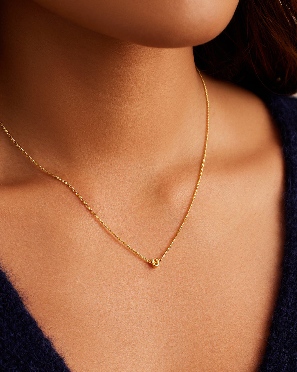 Wilder Mini Alphabet Necklace || option::18K Gold Plated, U