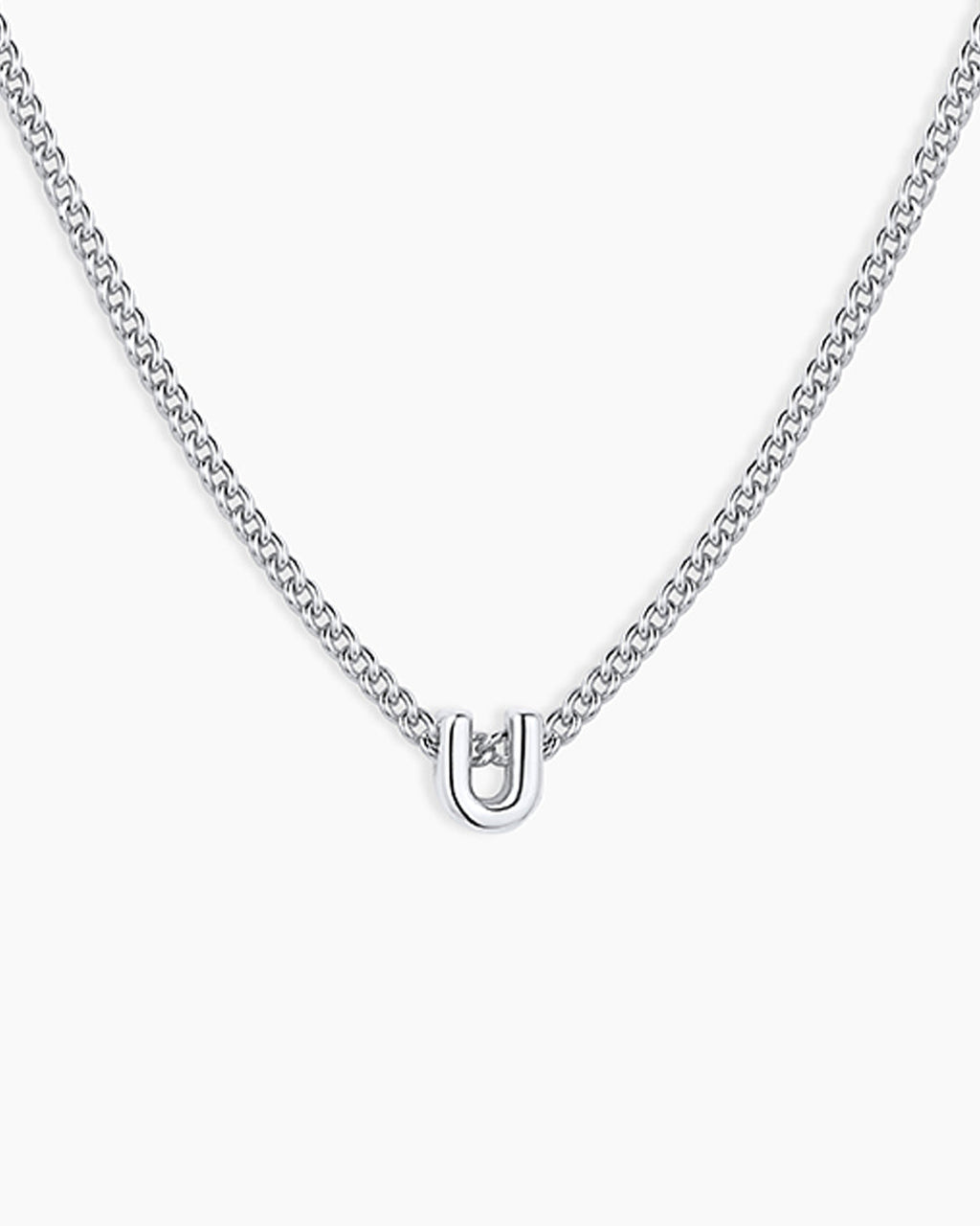 Wilder Mini Alphabet Necklace || option::Silver Plated, U