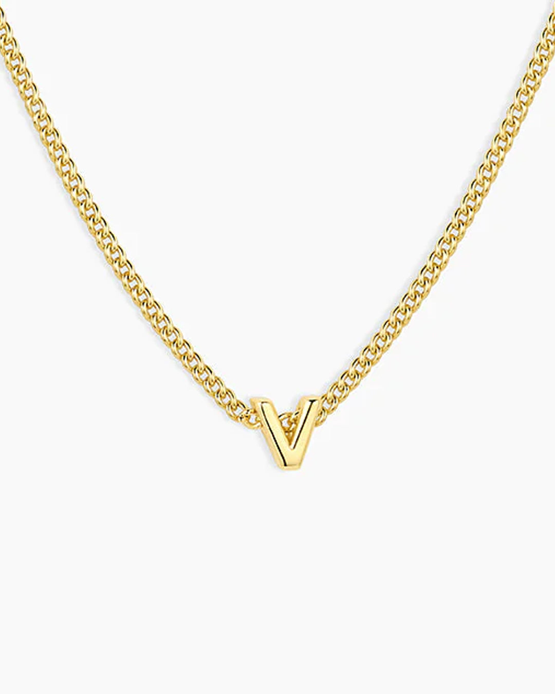 Wilder Mini Alphabet Necklace || option::18K Gold Plated, V