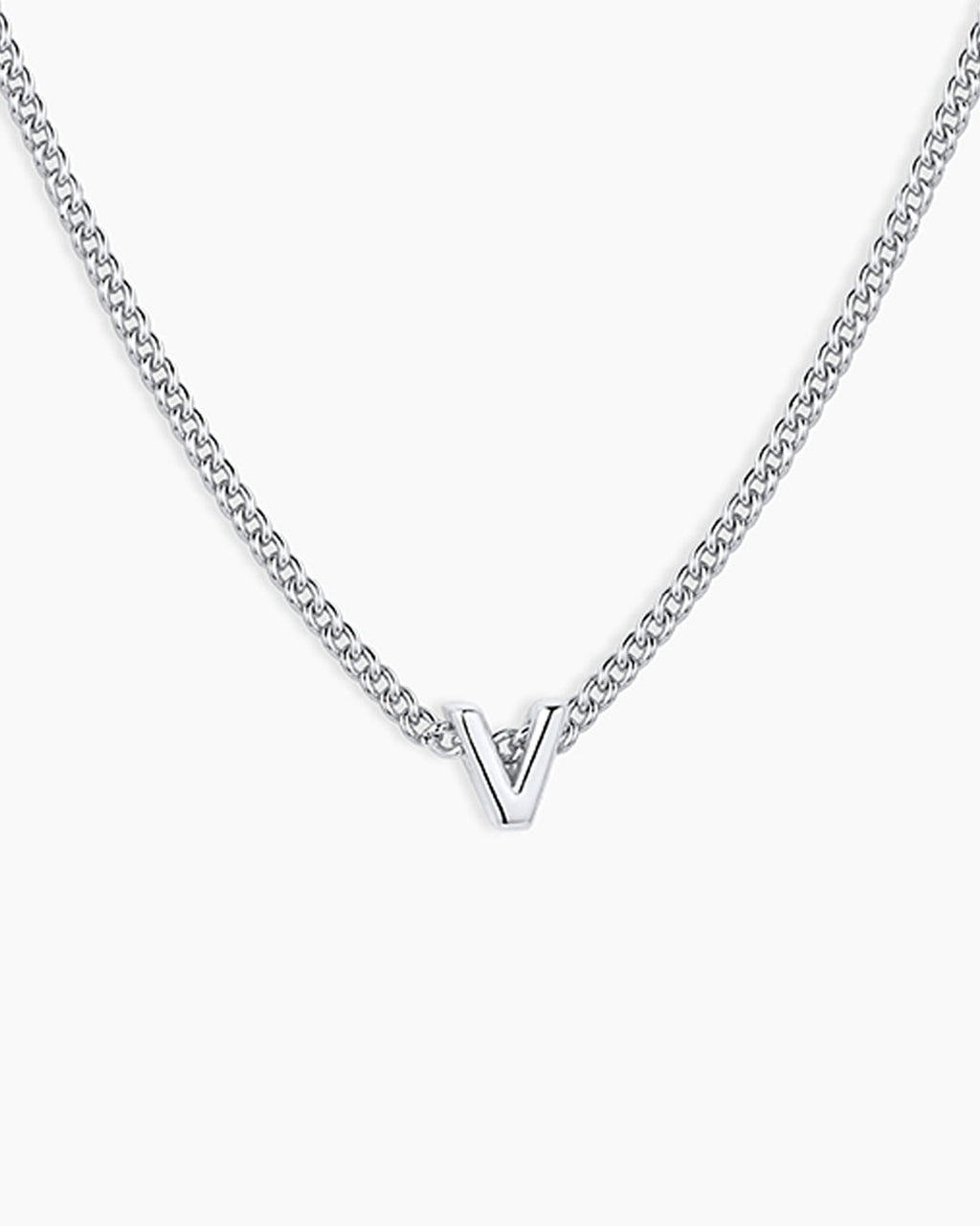 Wilder Mini Alphabet Necklace || option::Silver Plated, V