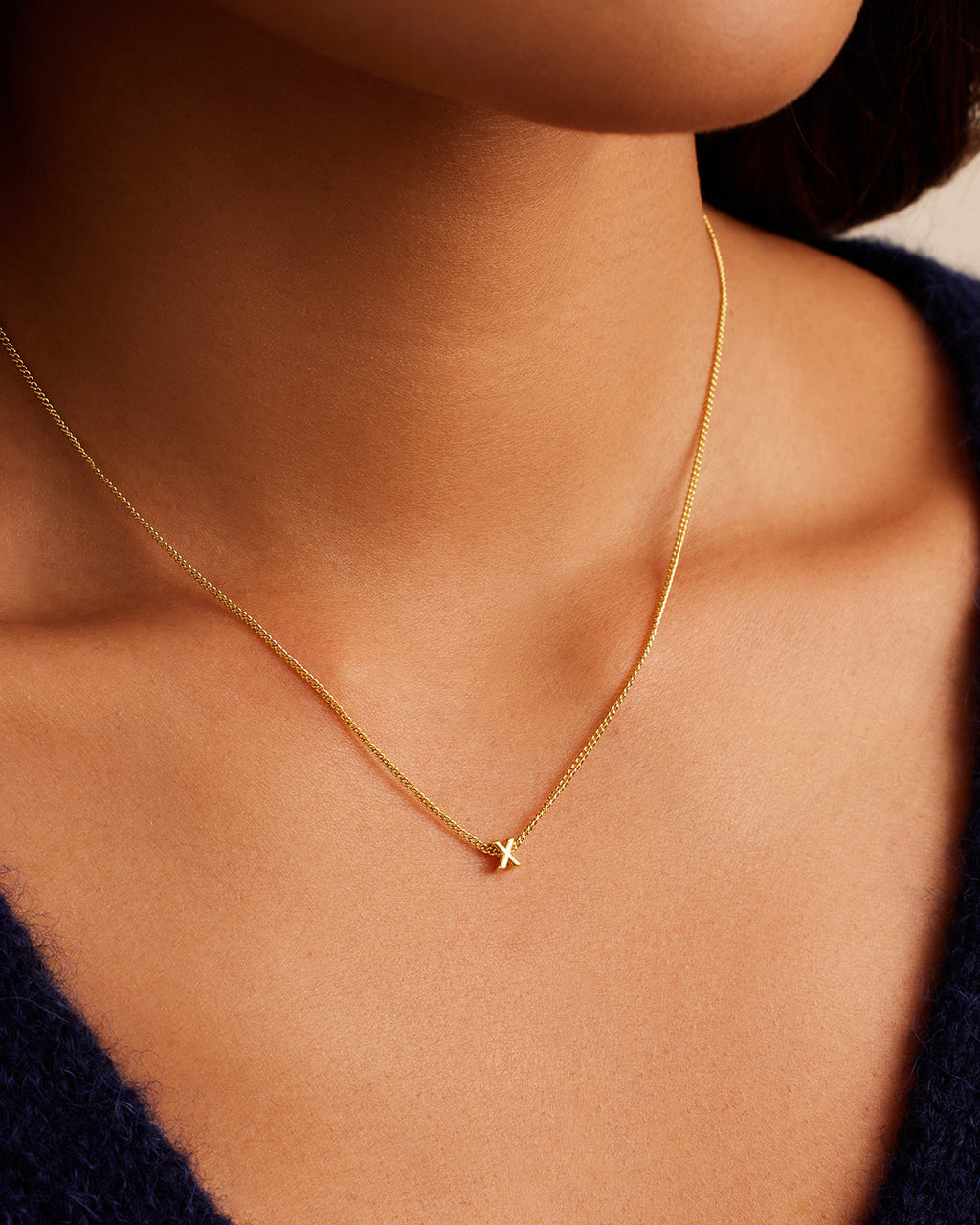 Wilder Mini Alphabet Necklace || option::18K Gold Plated, X