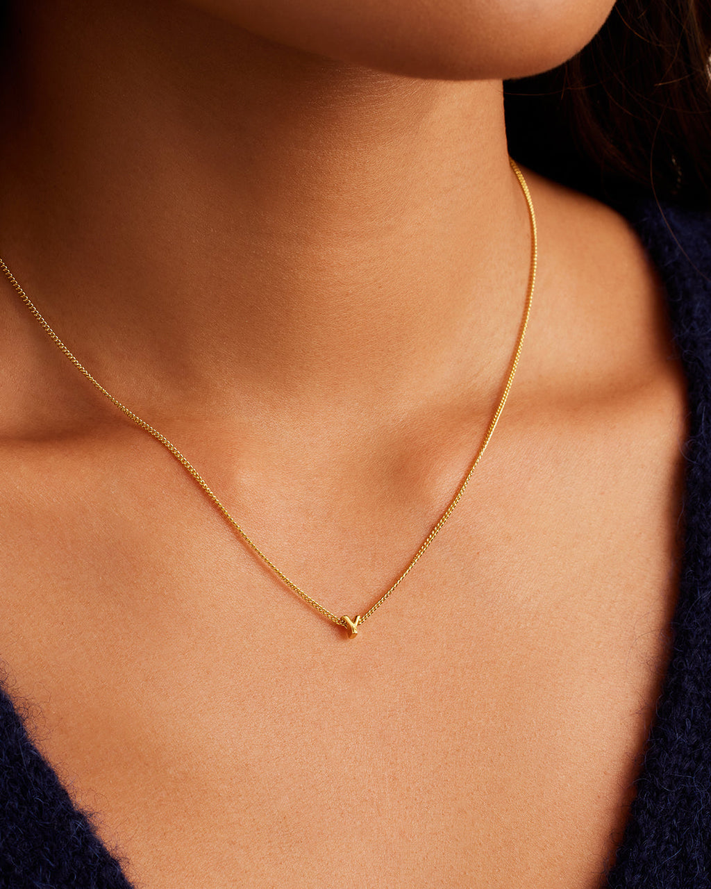 Wilder Mini Alphabet Necklace || option::18K Gold Plated, Y