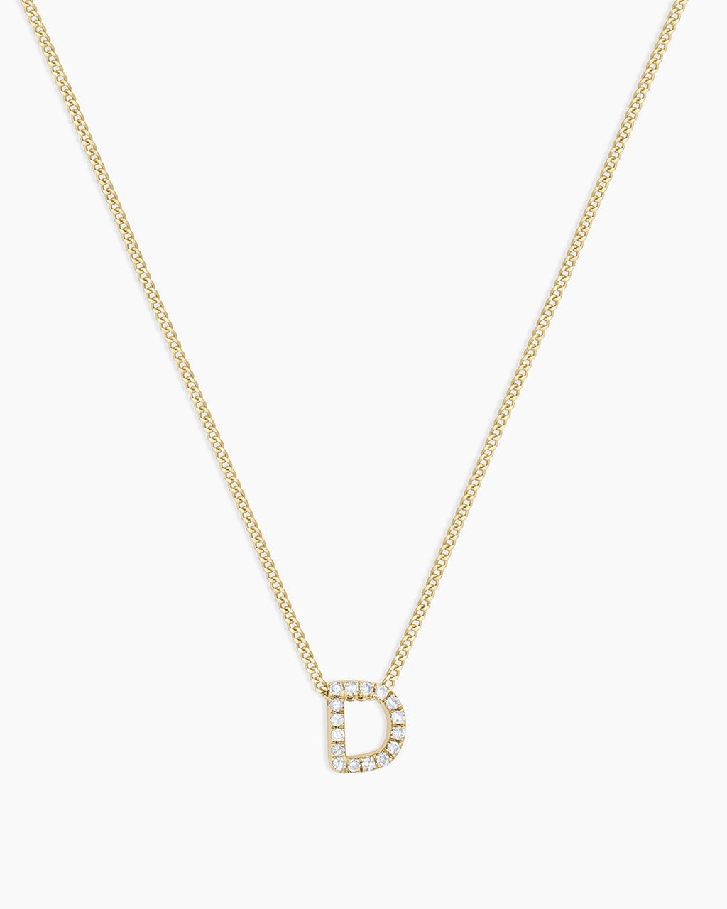 Diamond Alphabet Necklace || option::14K Solid Gold, D