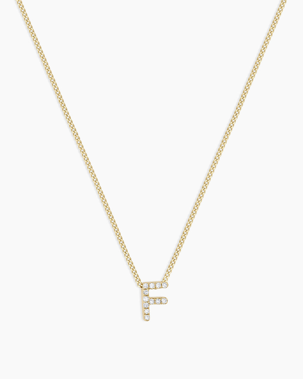 Diamond Alphabet Necklace || option::14K Solid Gold, F