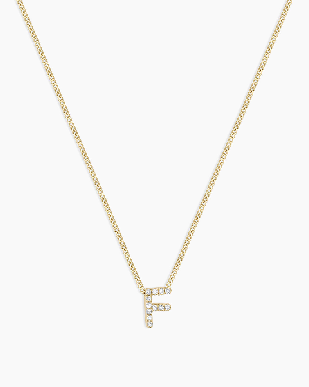 Diamond Alphabet Necklace || option::14K Solid Gold, F