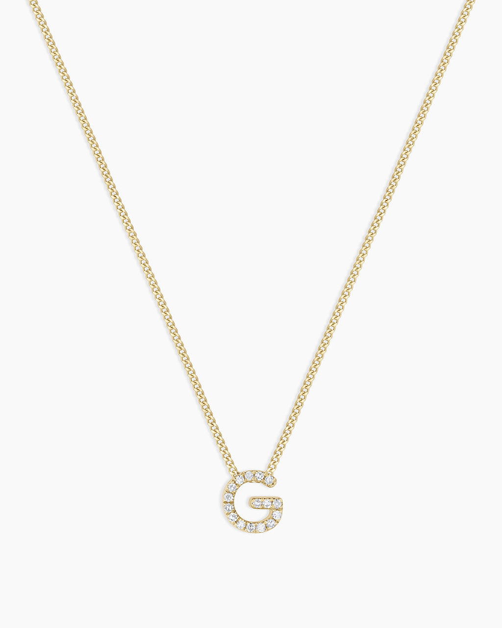 Diamond Alphabet Necklace || option::14K Solid Gold, G