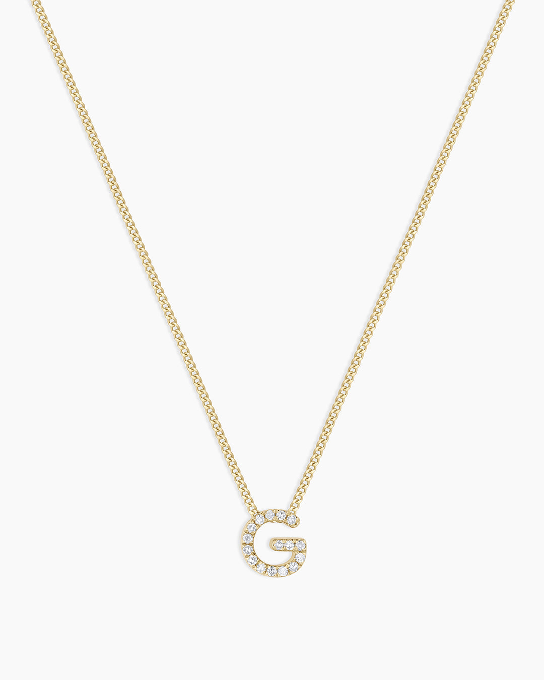 Diamond Alphabet Necklace || option::14K Solid Gold, G