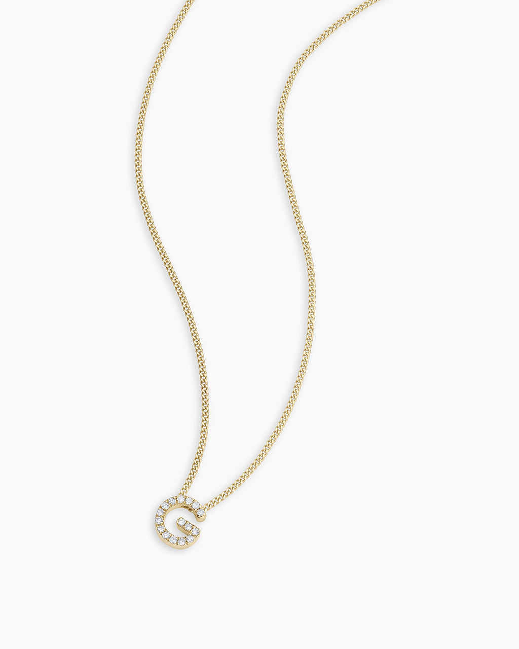 Diamond Alphabet Necklace || option::14K Solid Gold, G