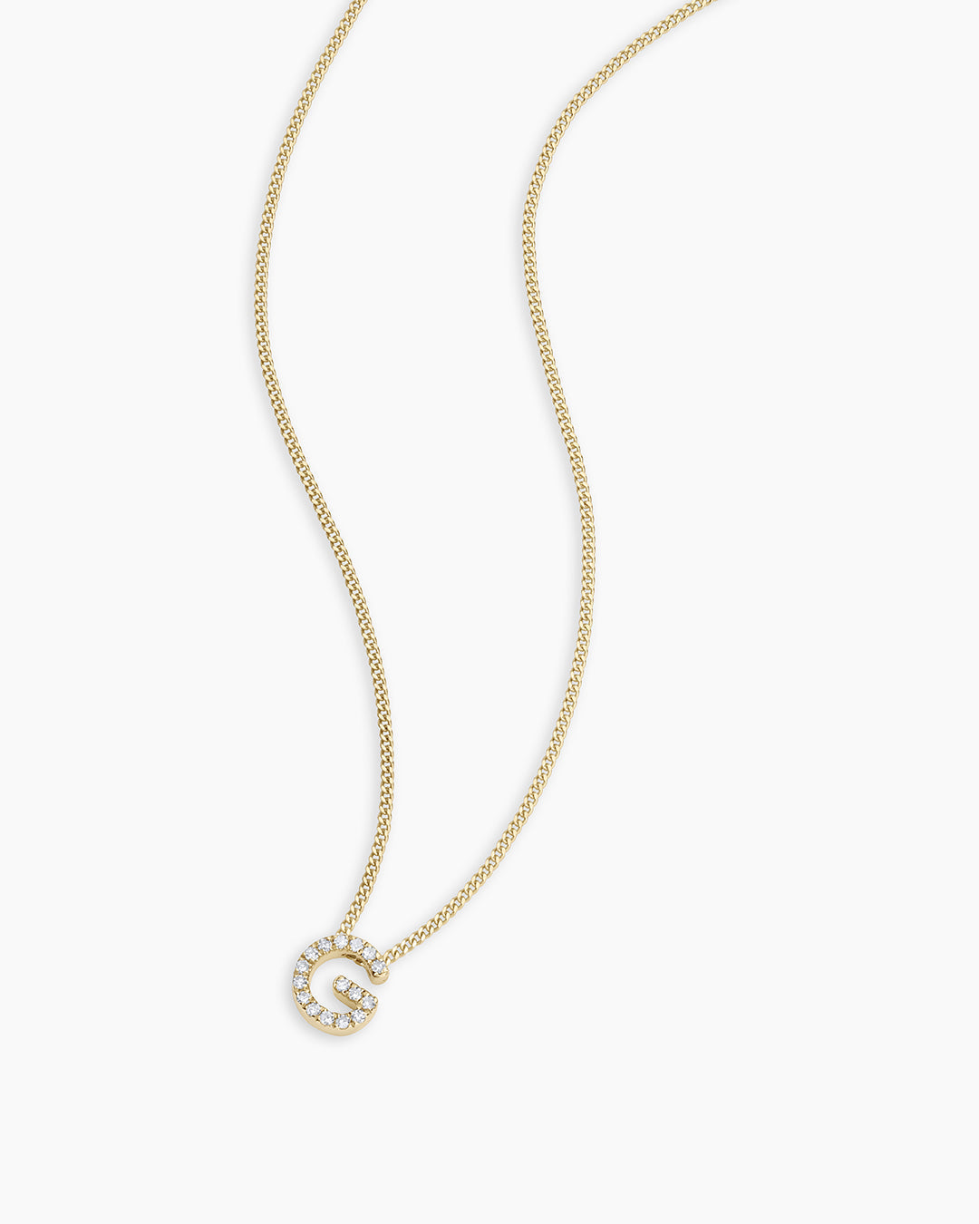Diamond Alphabet Necklace || option::14K Solid Gold, G