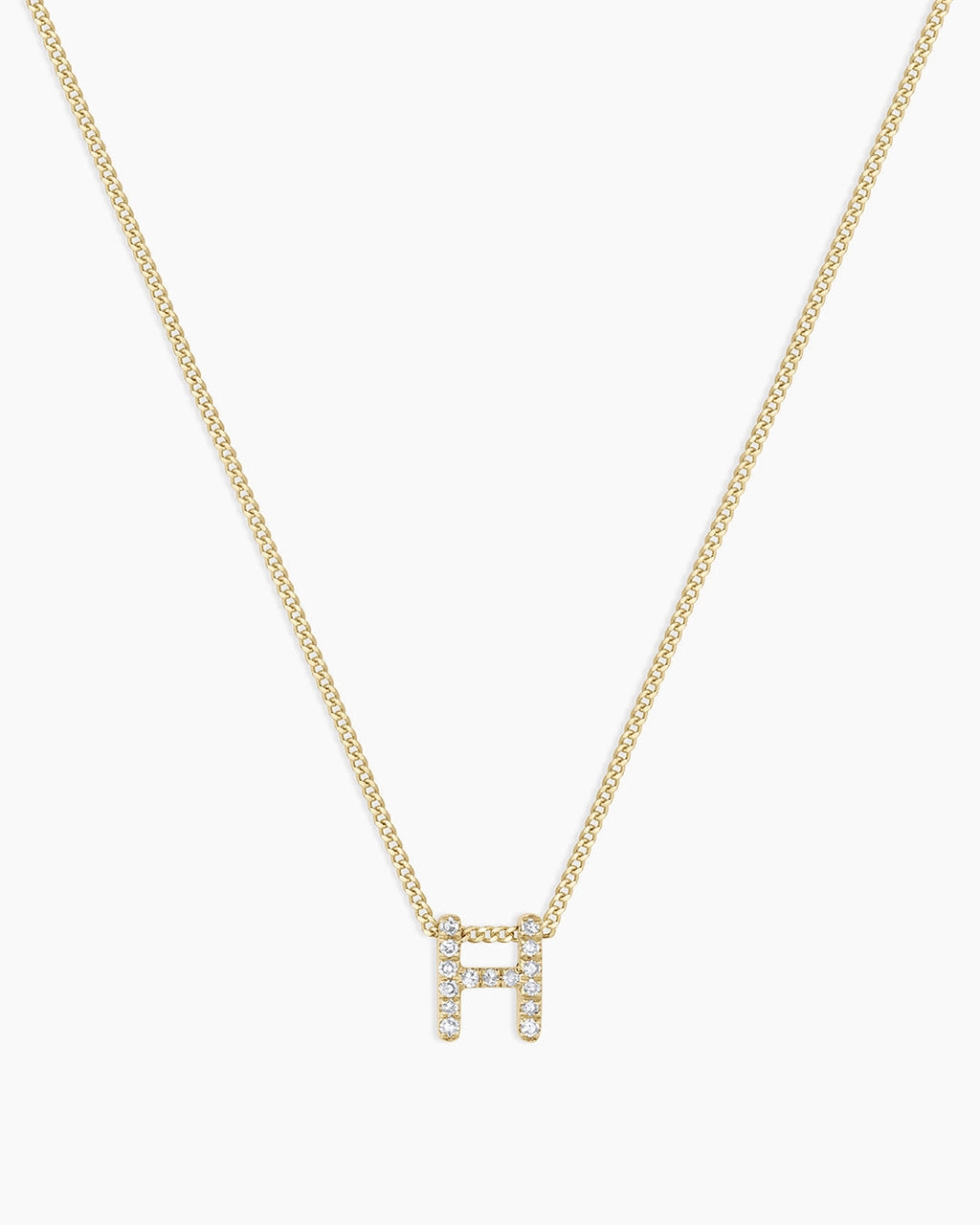 Diamond Alphabet Necklace || option::14K Solid Gold, H