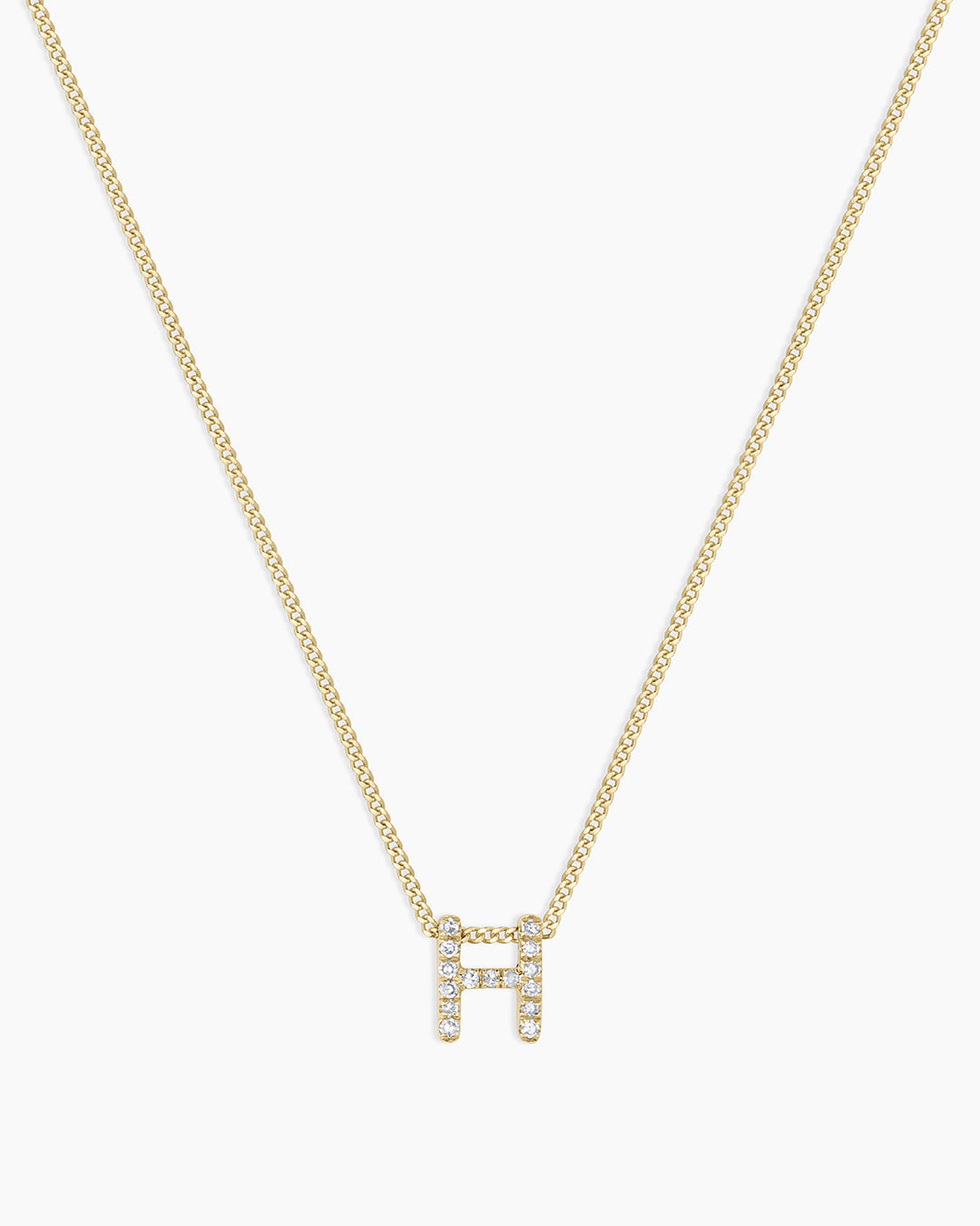 Diamond Alphabet Necklace || option::14K Solid Gold, H
